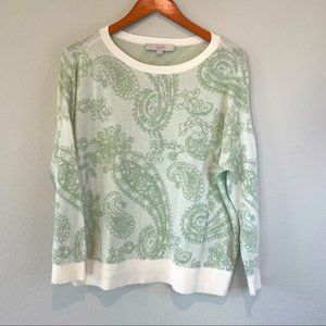 Loft Sage Green/White Lightweight Sweater